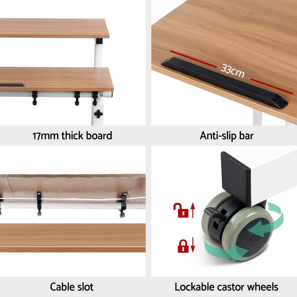 Sterling Mobile Twin Laptop Desk – Brown – 80 cm