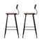 Set of 2 - Pinewood Metal Bar Stools - Black and Wood