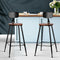 Set of 2 - Pinewood Metal Bar Stools - Black and Wood