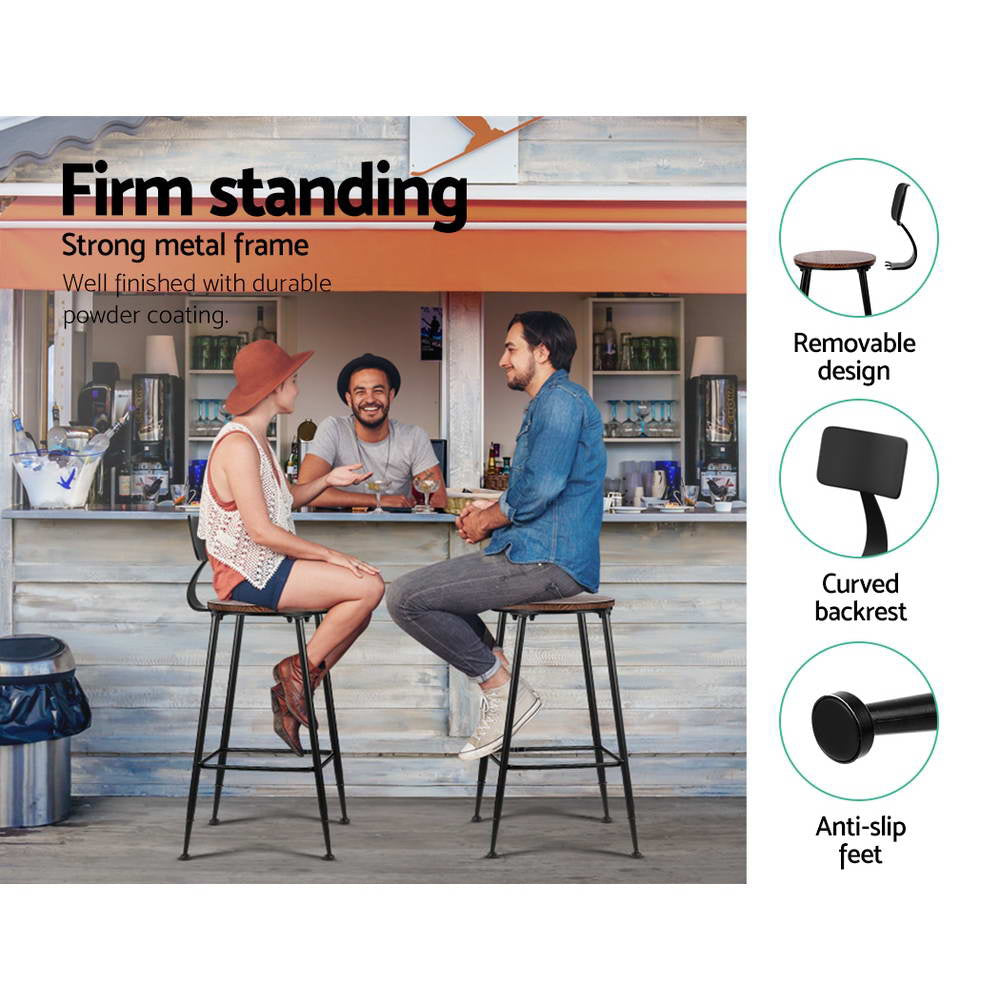 Alex Industrial Bar Stools – Dark Brown & Black – Set of 4