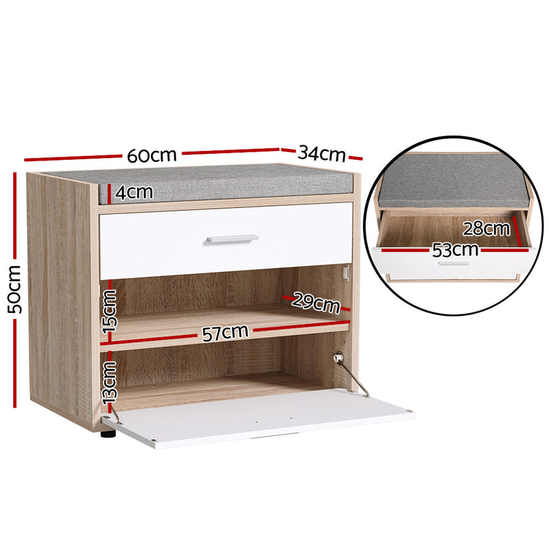 Shoe Storage Bench – 8 Pairs Capacity, White Niva Finish