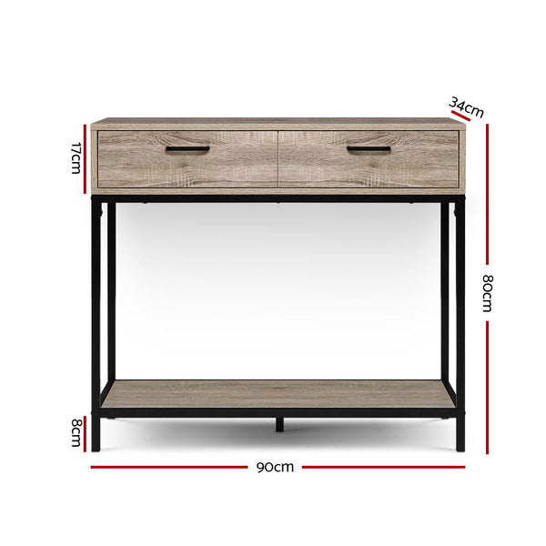 Hallway Console Table with Drawer Storage - Oak