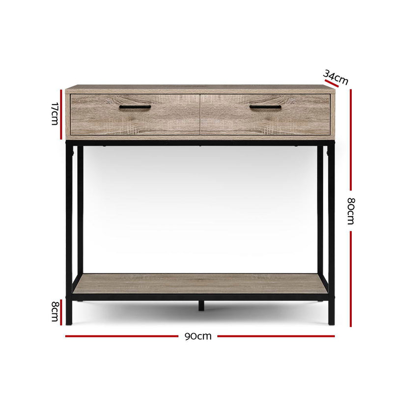 Hallway Console Table with Drawer Storage - Oak