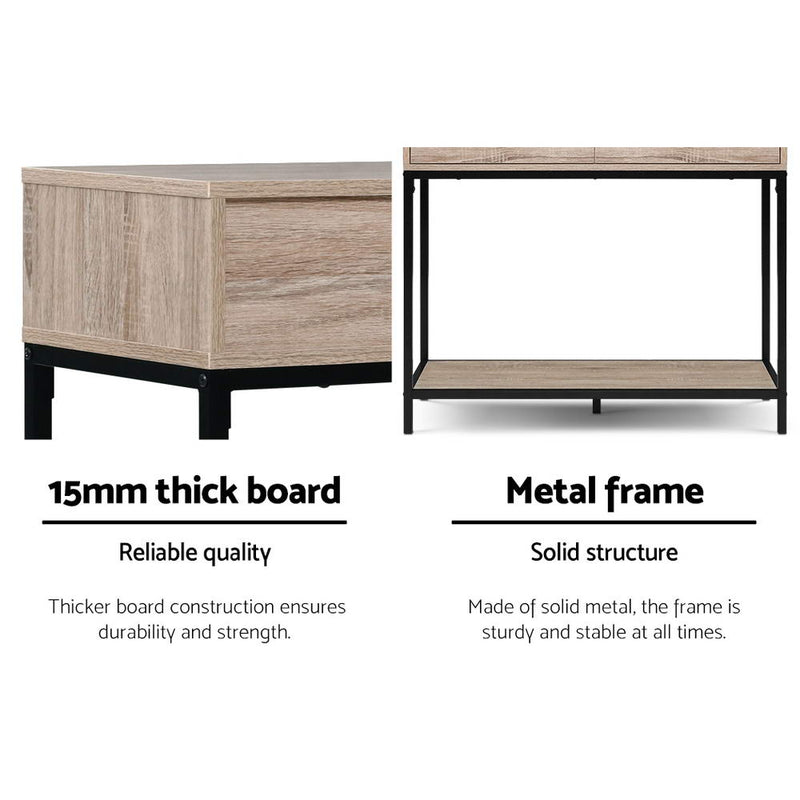 Hallway Console Table with Drawer Storage - Oak