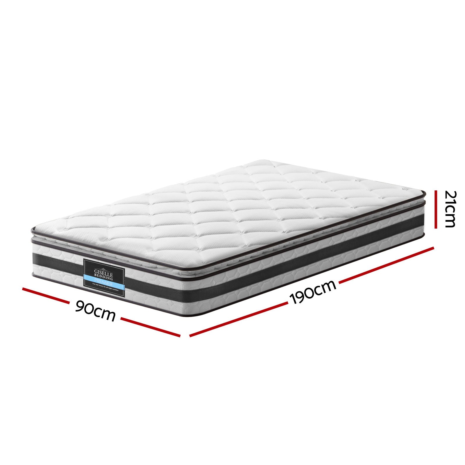 Normay Pillow Top Mattress – White – Single