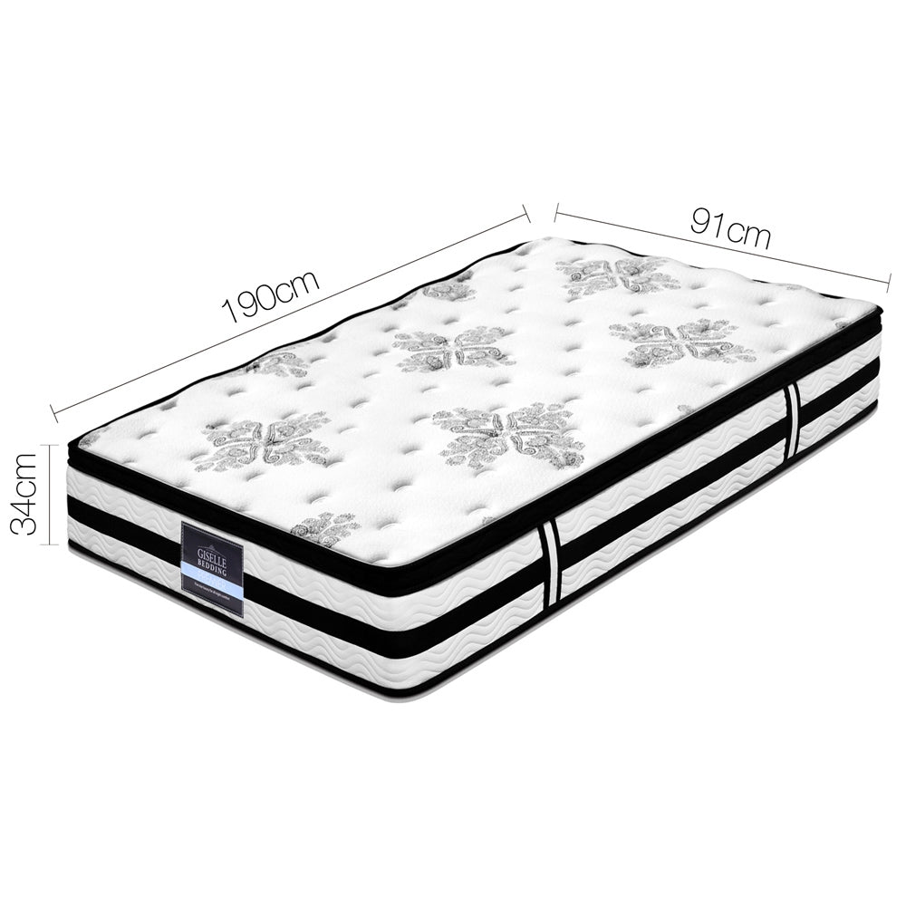 Hudson Euro Top Pocket Spring Mattress – White – Single