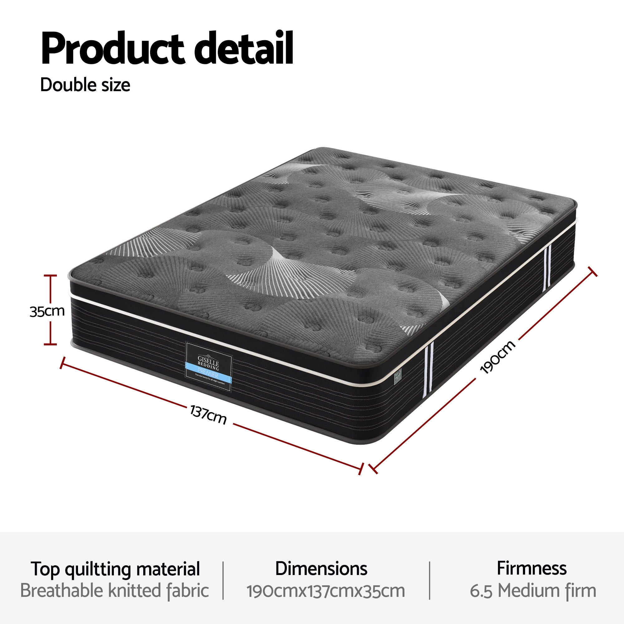 Nova Euro Top Mattress – Black – Double