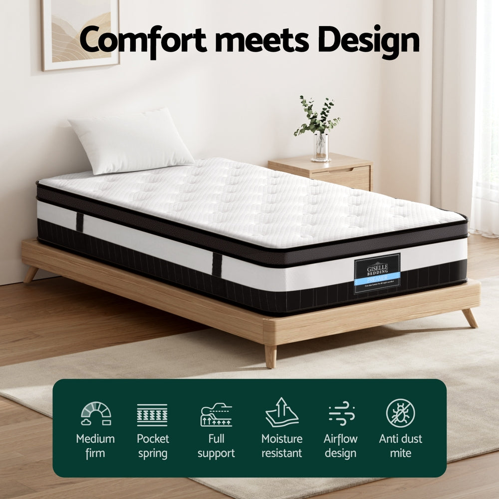 Calmcore Euro Top Mattress – White – Single