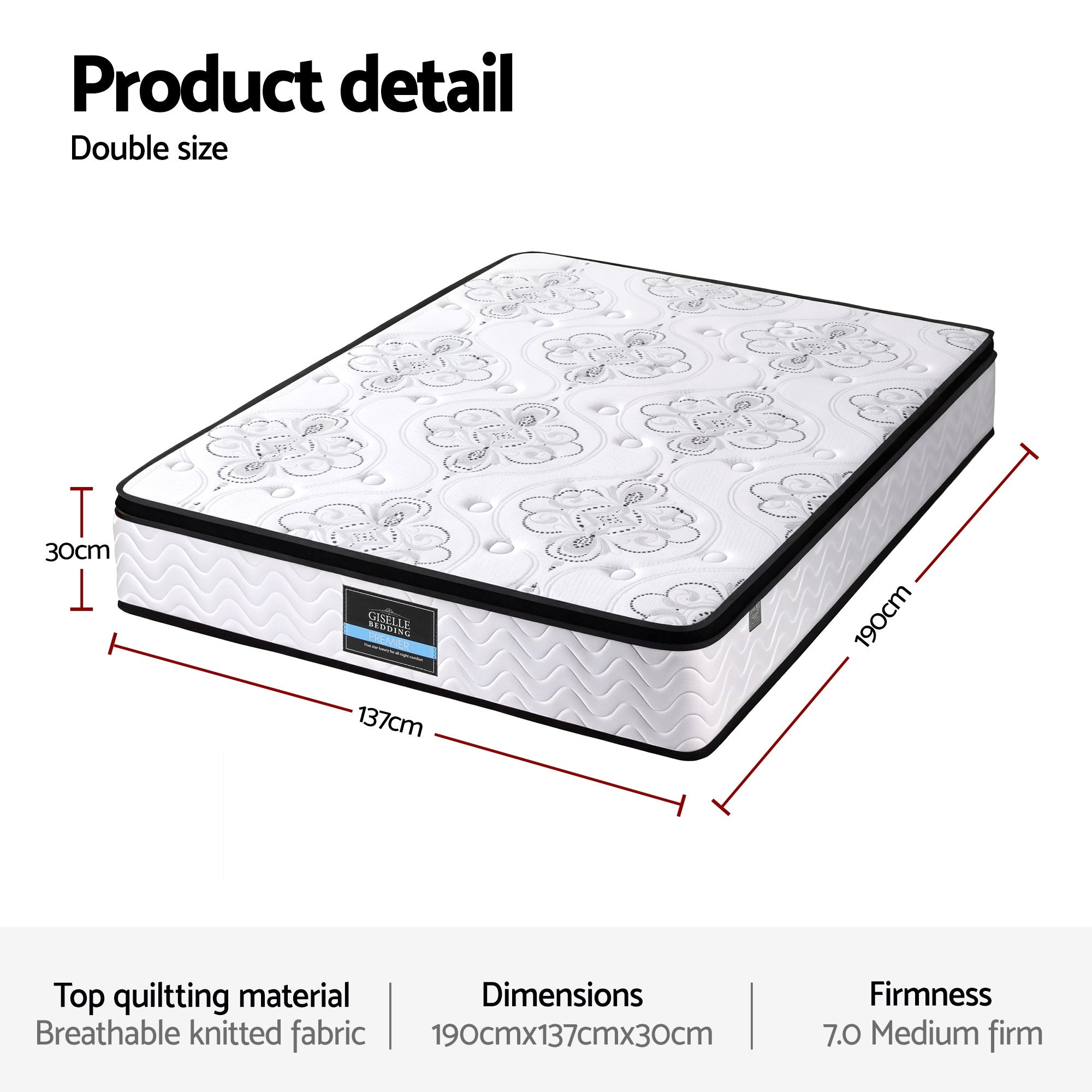 Nova Mattress 30cm Pocket Spring Euro Top Medium Firm – Double