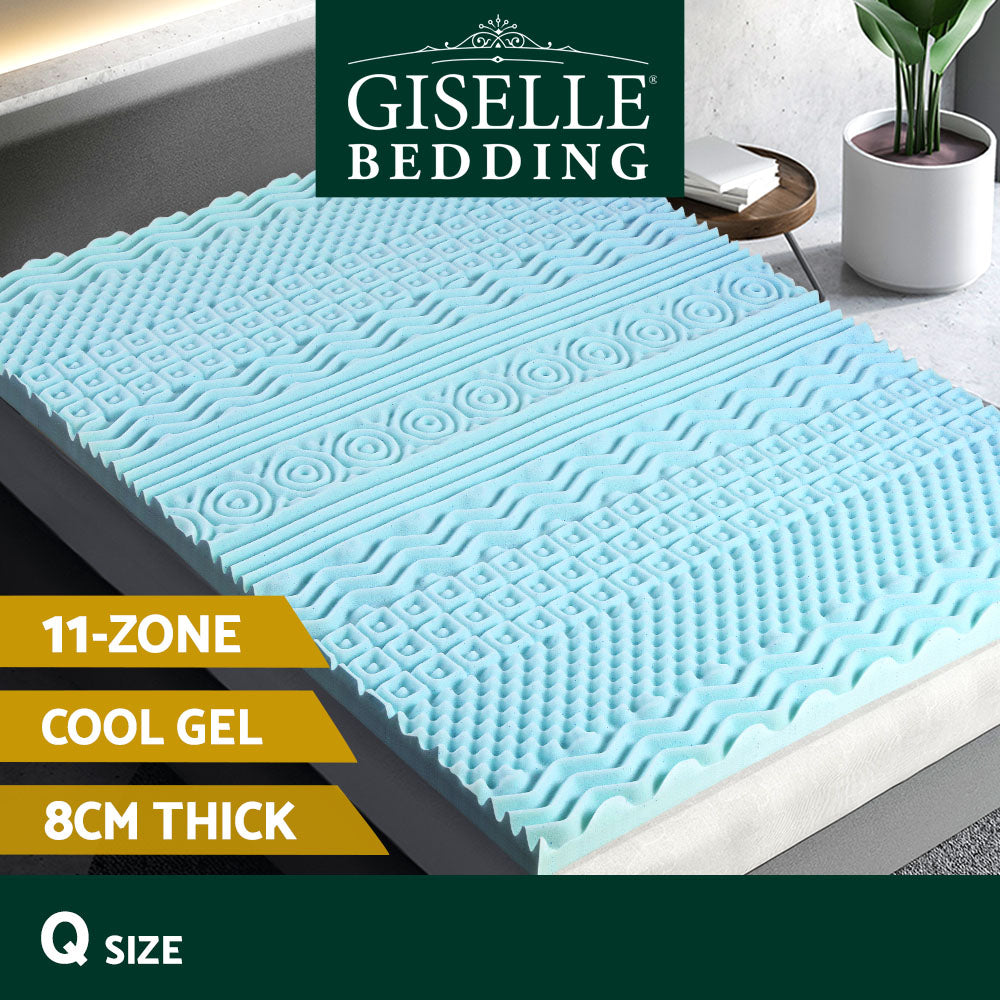 CozyNest Gel Foam Mattress Topper – Blue – Queen