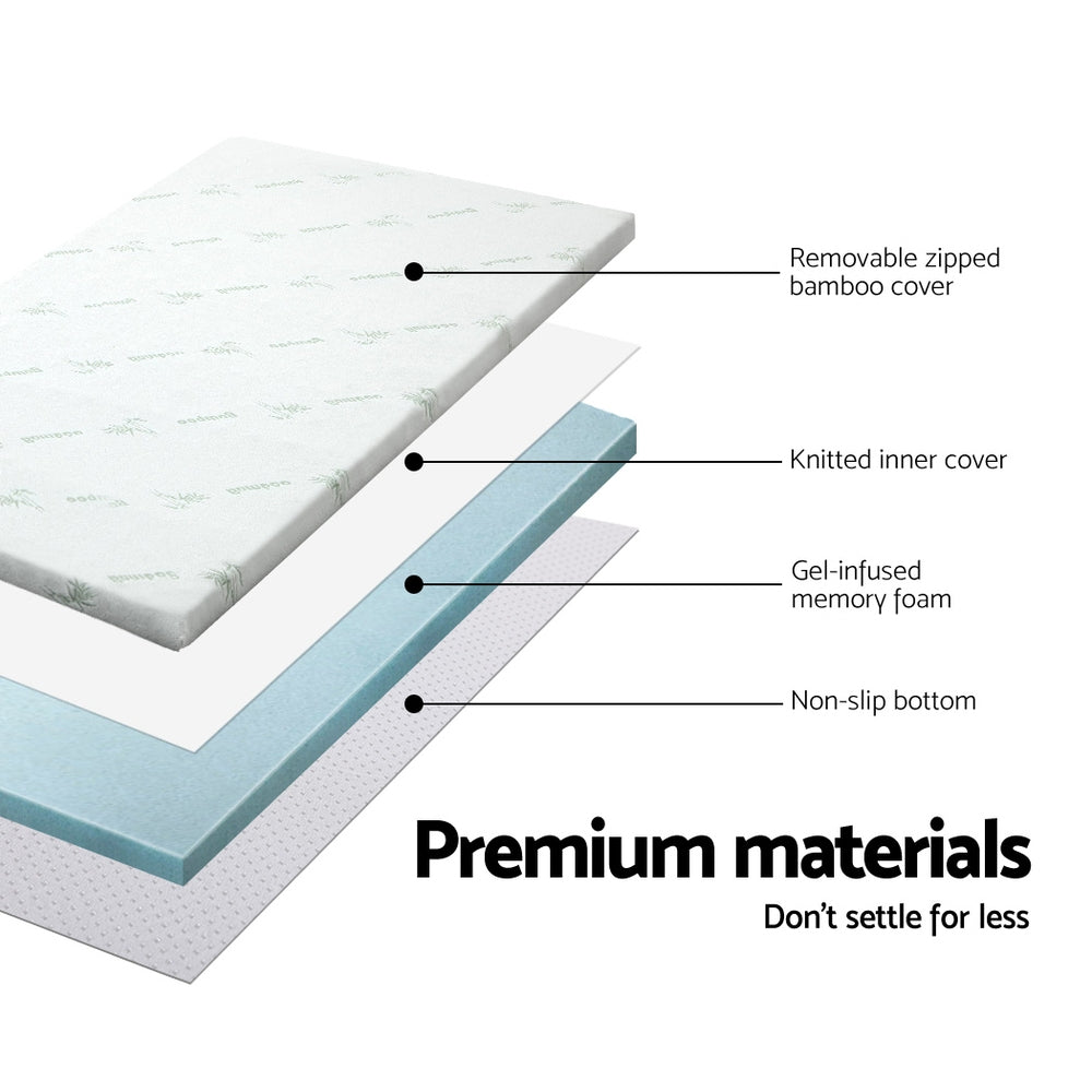 Kairo Gel Memory Foam Mattress Topper – White – Queen