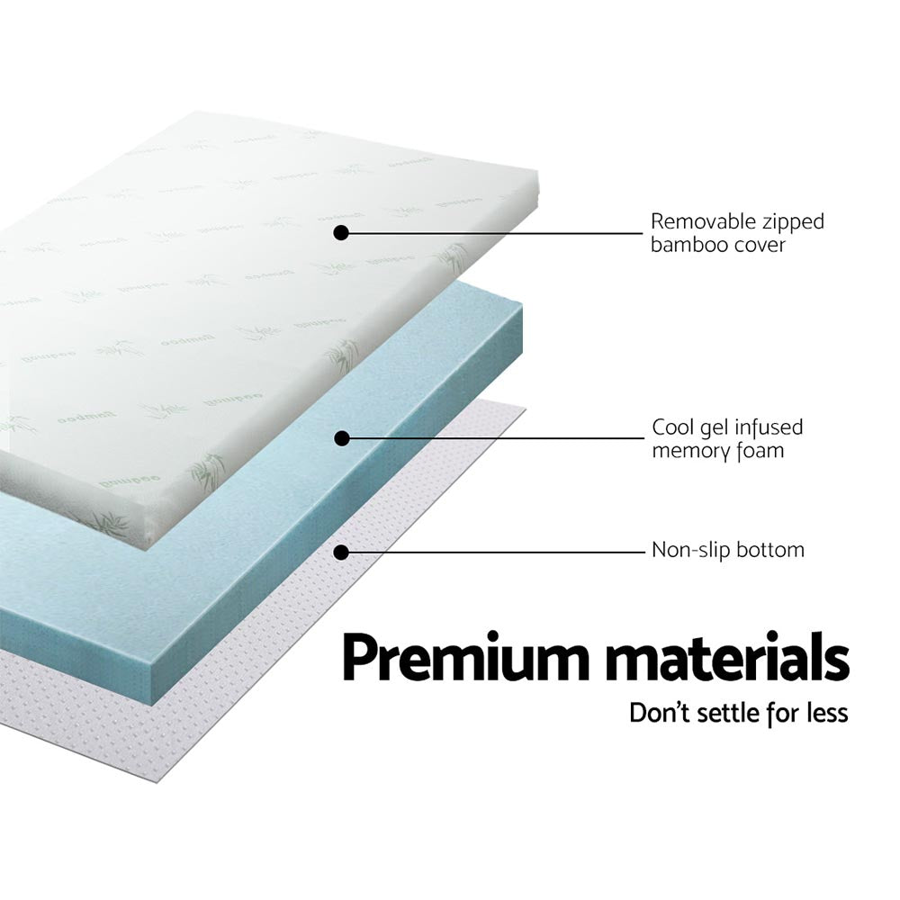 Alderon Gel Memory Foam Mattress Topper – White – Single