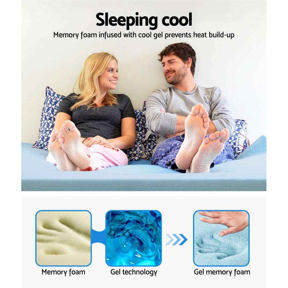 Halston Gel Memory Foam Mattress Topper – White – Double