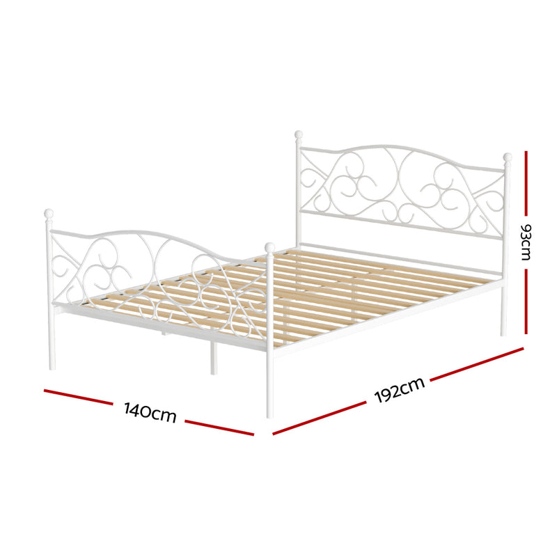 DOUBLE Size - Metal French Style Bed Frame - White