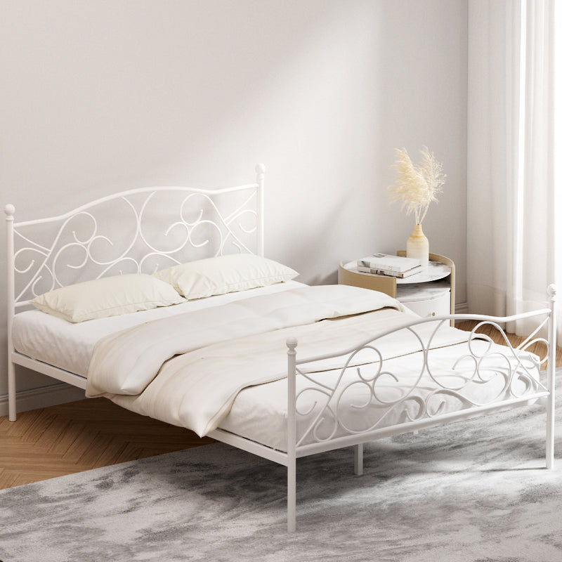 DOUBLE Size - Metal French Style Bed Frame - White