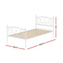 SINGLE Size - Metal French Style Bed Frame - White