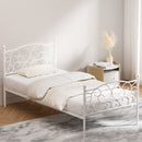 SINGLE Size - Metal French Style Bed Frame - White