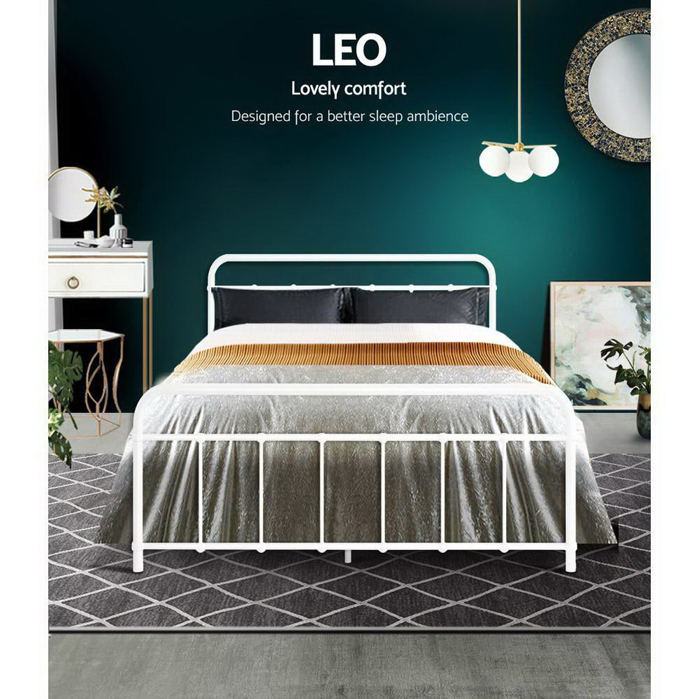 Leo Metal Bed Frame – White – Double