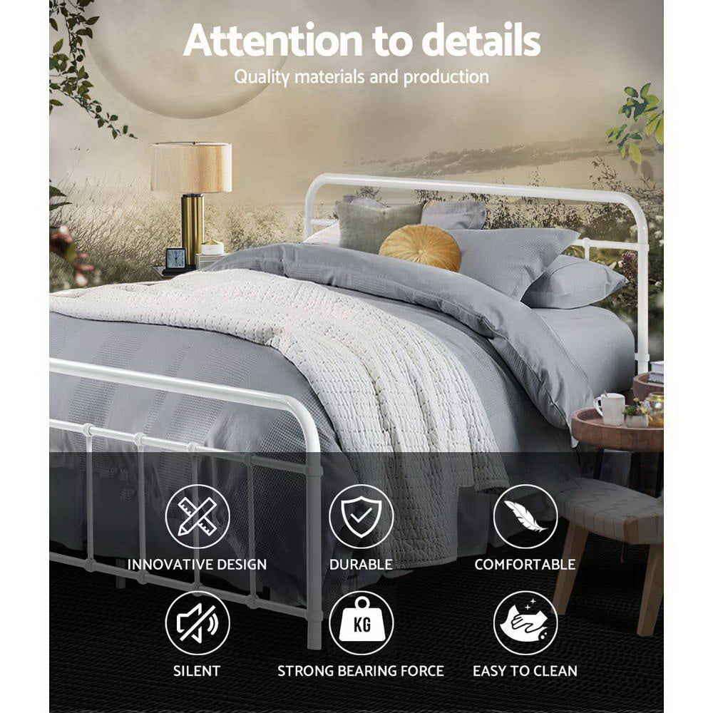 Leo Metal Bed Frame – White – Double