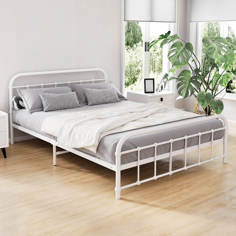 DOUBLE Size - Metal Bed Frame - White