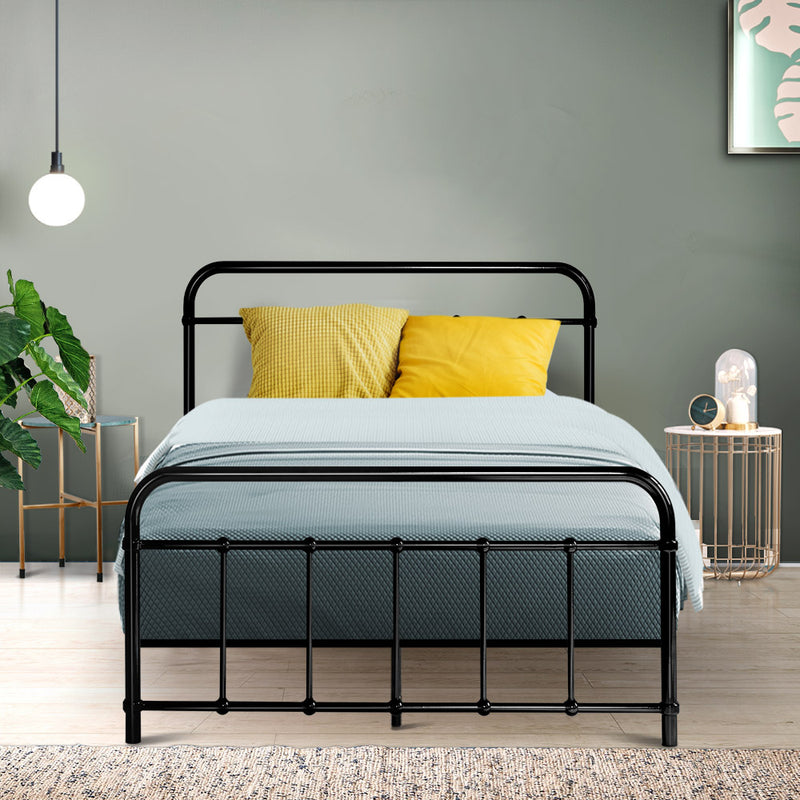 KING SINGLE Size - Country Style Metal Bed Frame - Black