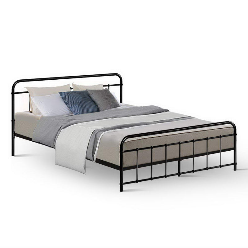 Artiss Bed Frame Metal Frames LEO - Queen (Black)