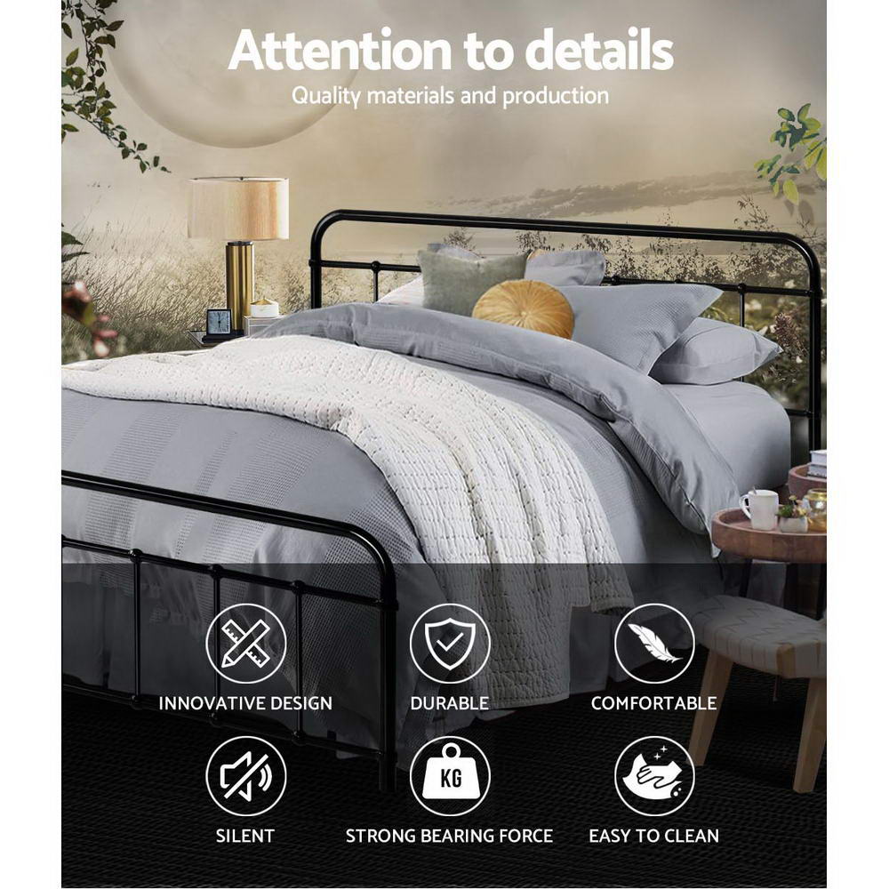 Leo Metal Bed Frame – Black – Queen