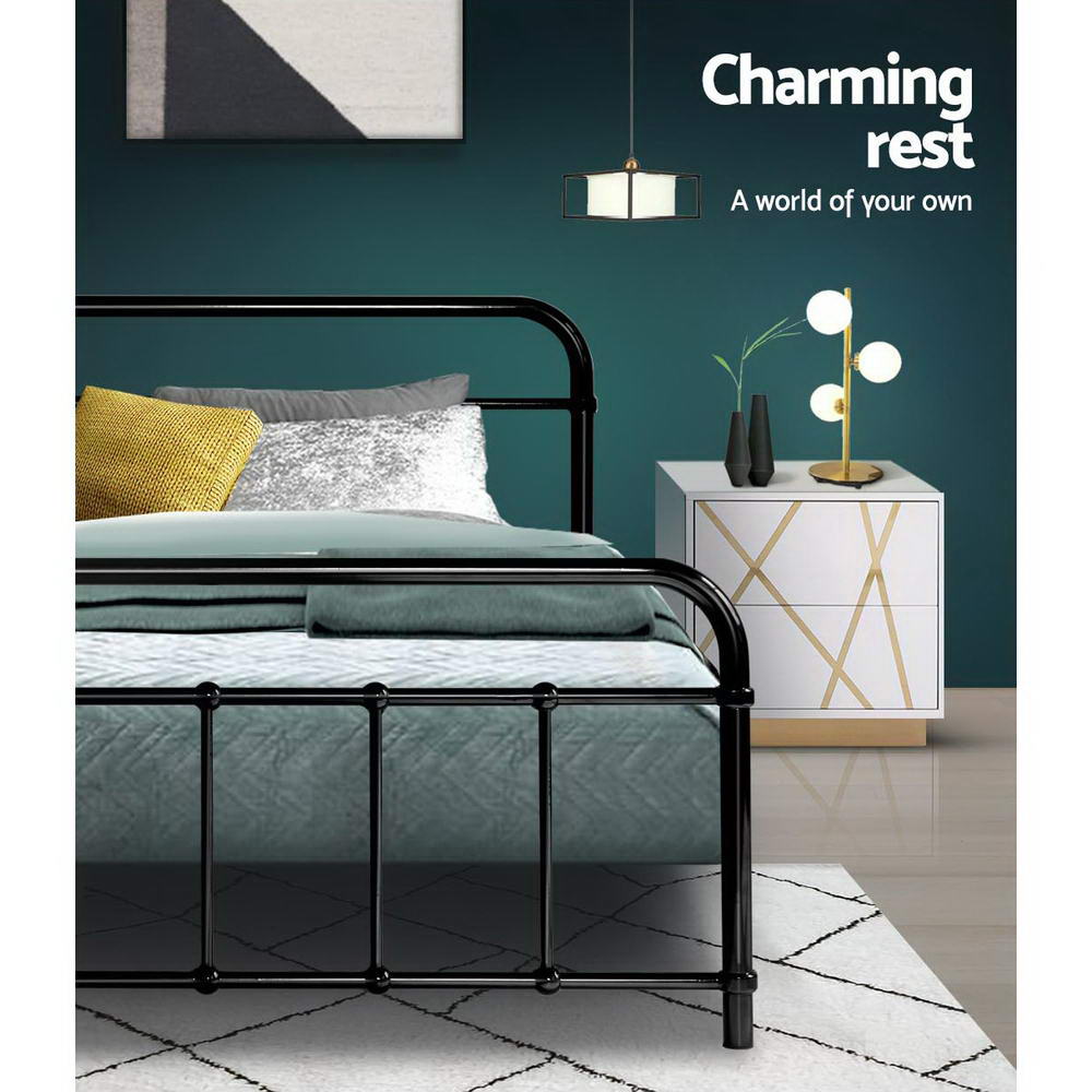 Leo Metal Bed Frame – Black – Queen