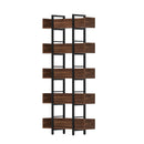 Bookshelf 5 - Tier Bookcase Display Shelves Metal Storage Stand Rack Walnut