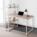 Computer Metal Desk with Shelves - White with Oak Top - 120CM