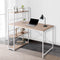 Computer Metal Desk with Shelves - White with Oak Top - 120CM