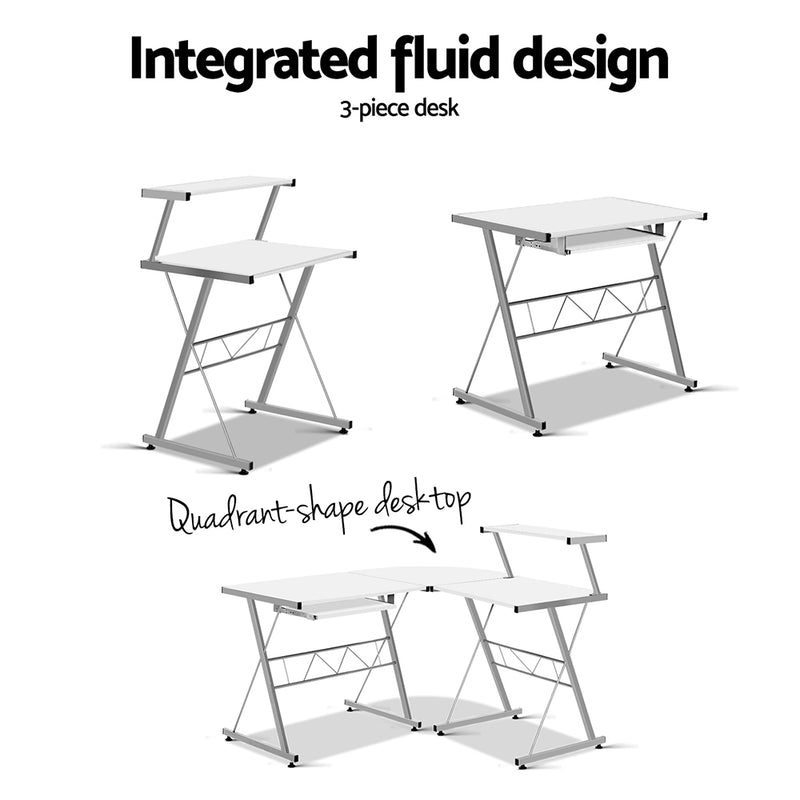 L-Shaped Computer Desk - White