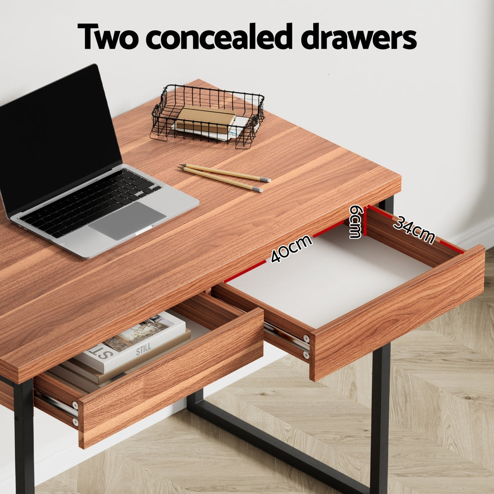 Brighton Computer Desk with Drawers – Walnut – 100 cm