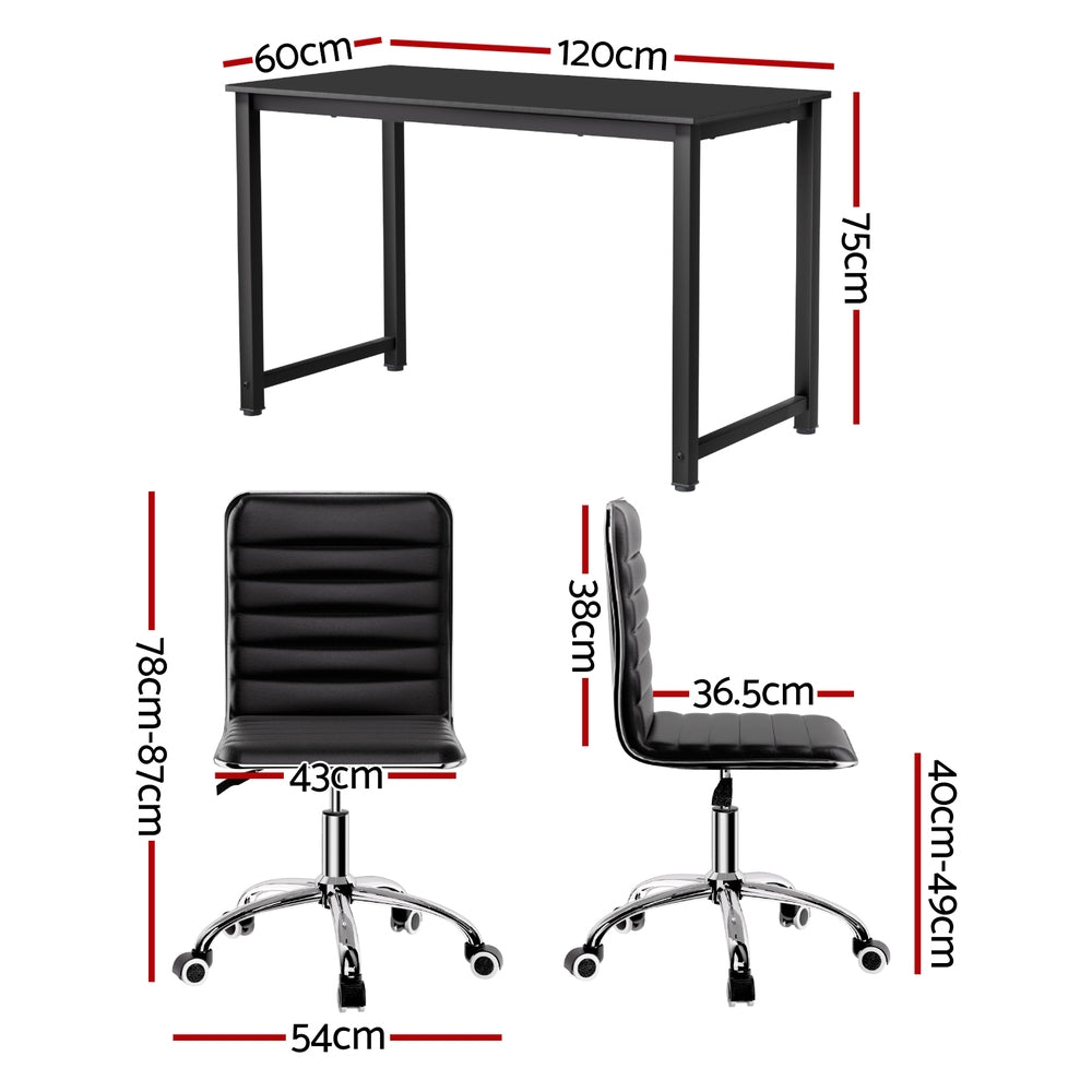 Nara Computer Desk & Executive Chair Set – Black – 120 cm