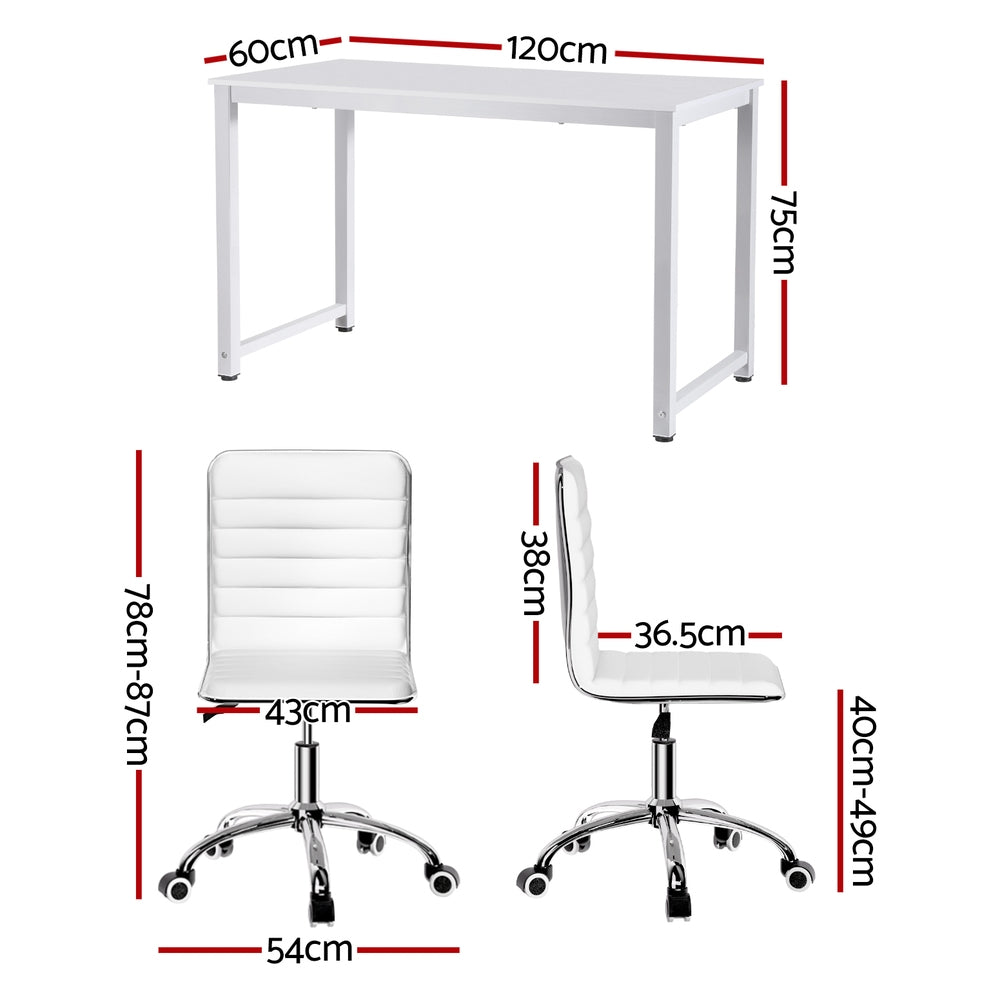 Marston Computer Desk & Executive Chair Set – White – 120 cm
