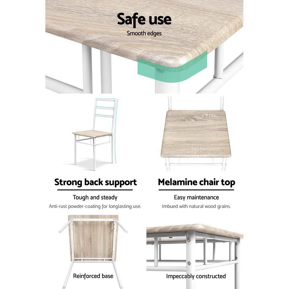 Machal Dining Set – Natural & White – 3 Piece