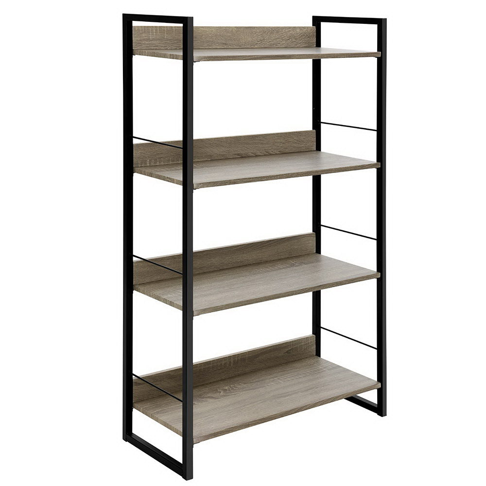 Harmon Display Bookshelf – Black & Oak – 4 Tier
