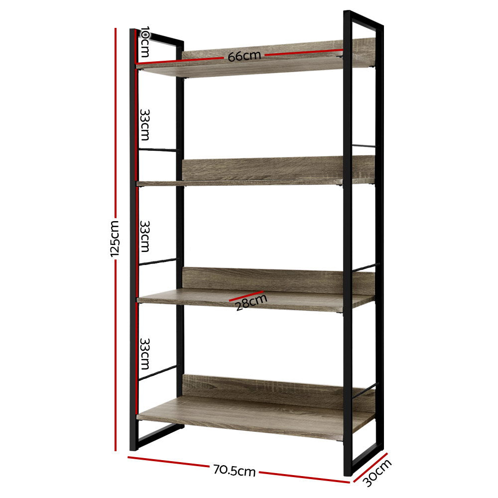 Harmon Display Bookshelf – Black & Oak – 4 Tier