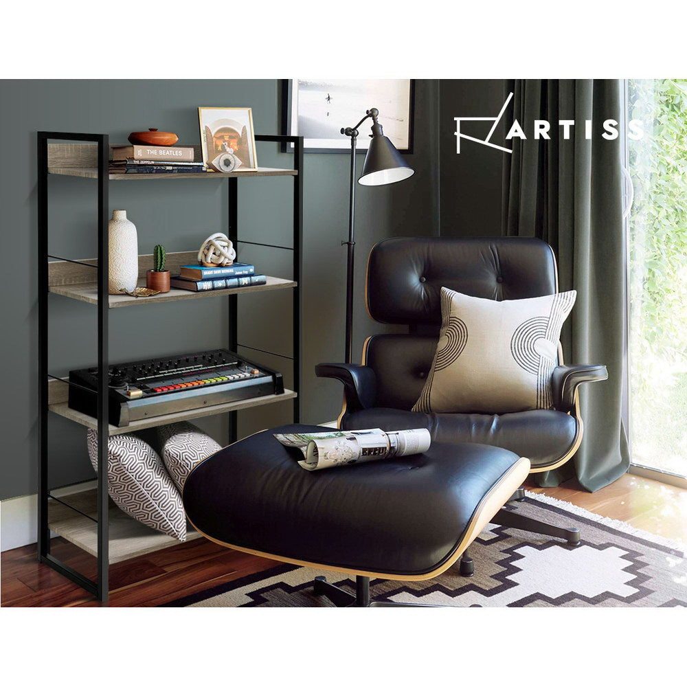 Harmon Display Bookshelf – Black & Oak – 4 Tier