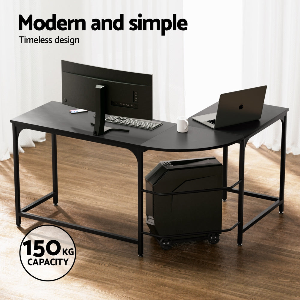 Callan L-Shape Computer Desk and Ergonomic Mesh Chair Set – Black