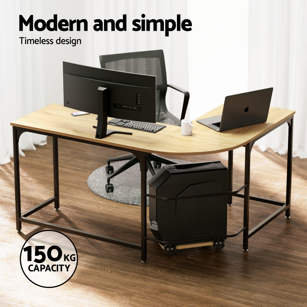 Meridian L-Shaped Computer Desk – Oak – 147 cm