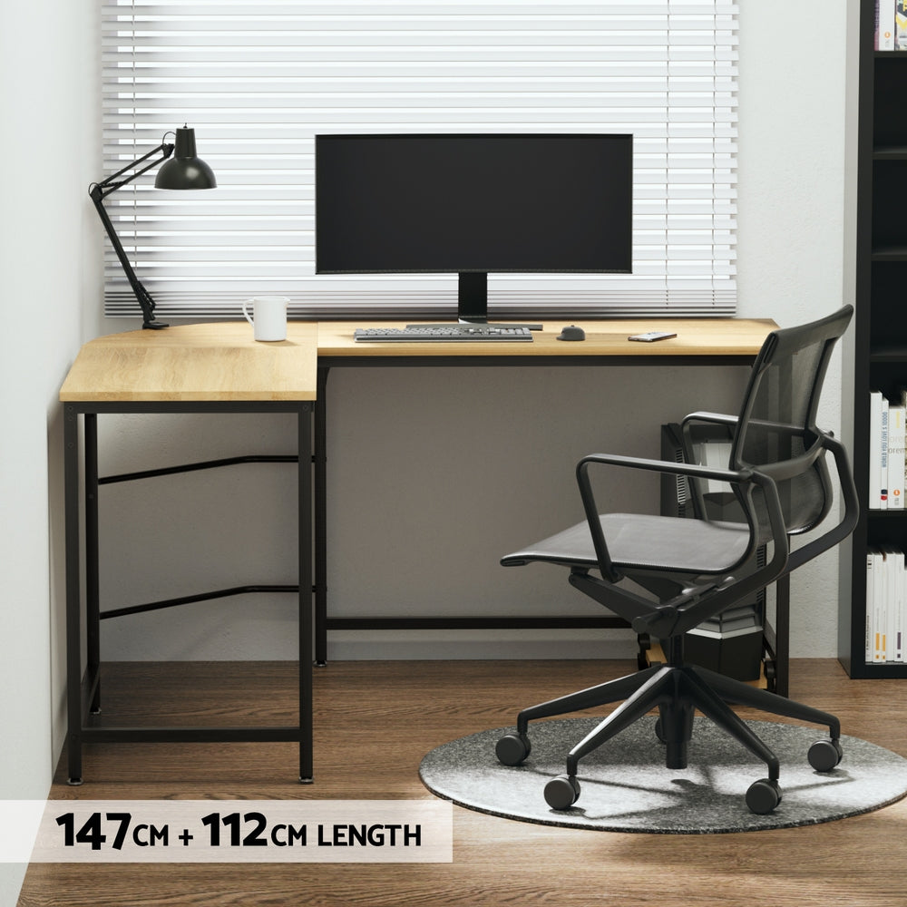 Meridian L-Shaped Computer Desk – Oak – 147 cm