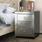 3 Drawers Mirrored Bedside Table - Grey