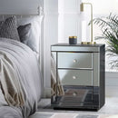 Bedside Table 3 Drawers Mirrored - PRESIA Grey
