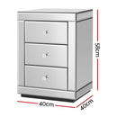 3 Drawers Mirrored Bedside Table - Silver