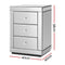 3 Drawers Mirrored Bedside Table - Silver