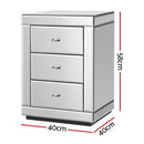 3 Drawers Mirrored Bedside Table - Silver