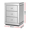 3 Drawers Mirrored Bedside Table - Silver