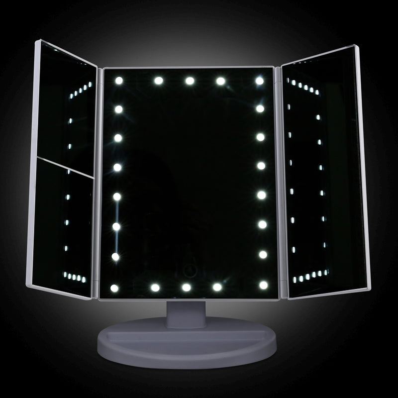 Makeup Mirror with 22 LED light - Tri-fold Storage