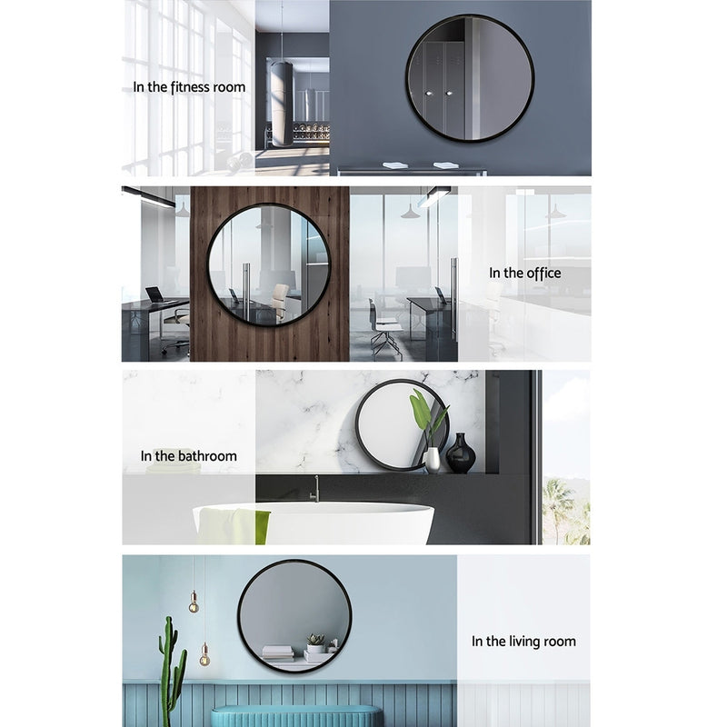 Round Wall Makeup Mirror - 70cm Black